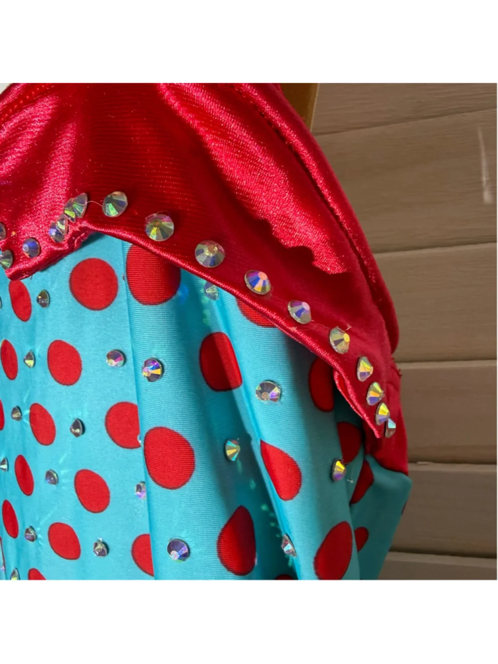 Child's pinup girl dress retro 50s style blue red polka dot Halloween costume S